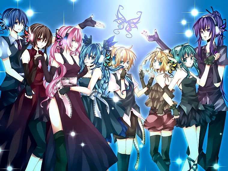Vocaloid, Hatsune Miku, Megurine Luka, Kaito (Vocaloid), Kagamine Rin, Kagamine Len, Megpoid Gumi, Meiko, Kamui Gakupo - desktop wallpaper