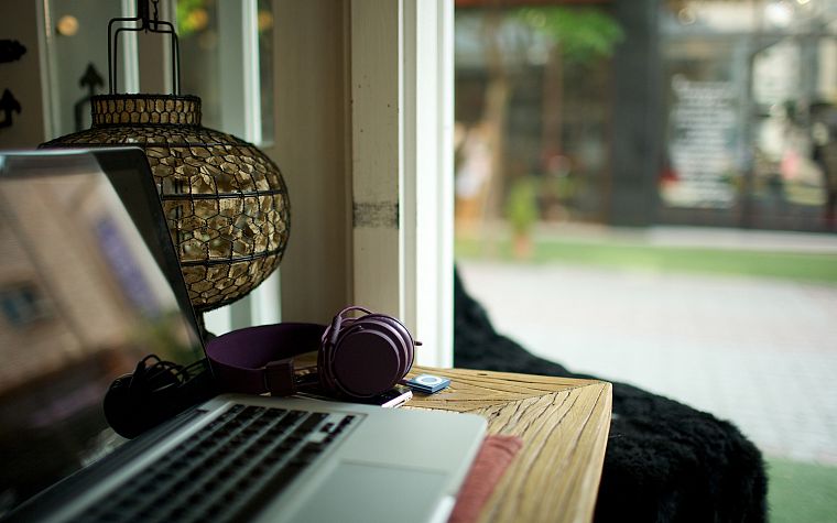 headphones, laptops, living room - desktop wallpaper