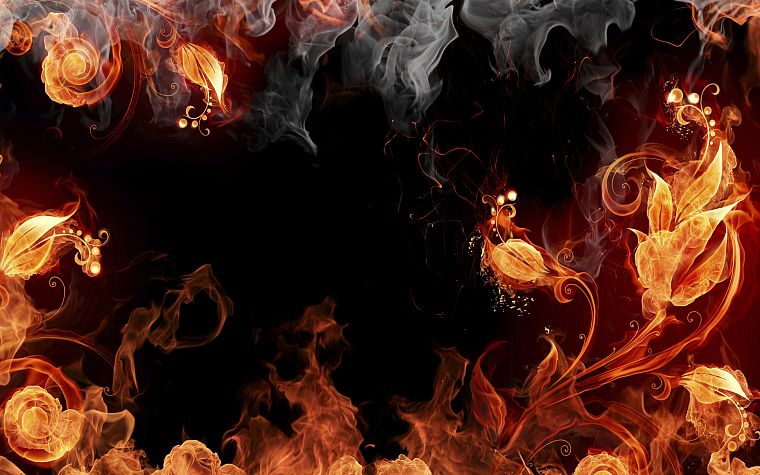 abstract, fire, black background - desktop wallpaper