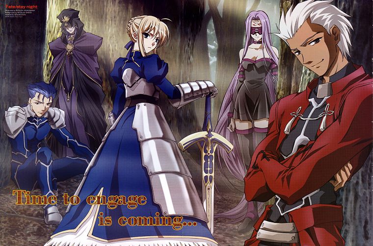 Fate/Stay Night, Saber, Rider (Fate/Stay Night), Archer (Fate/Stay Night), Lancer (Fate/stay night), Caster (Fate/Stay Night), Fate series - desktop wallpaper