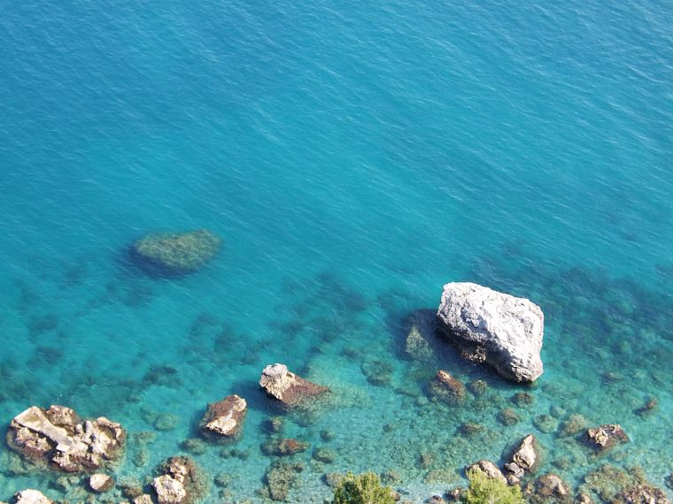 water, blue, ocean, landscapes, nature, stones, sea - desktop wallpaper