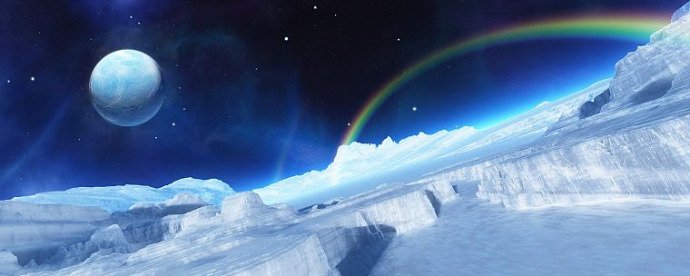 ice, Moon, rainbows - desktop wallpaper