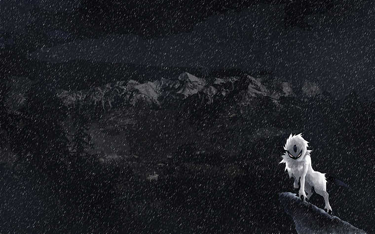 Pokemon, mountains, snow, Absol - desktop wallpaper