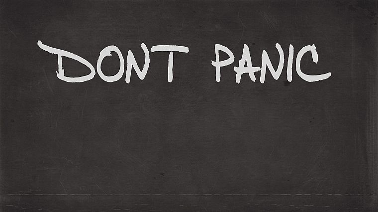 minimalistic, graffiti, The Hitchhikers Guide To The Galaxy, typography, Don't Panic - desktop wallpaper