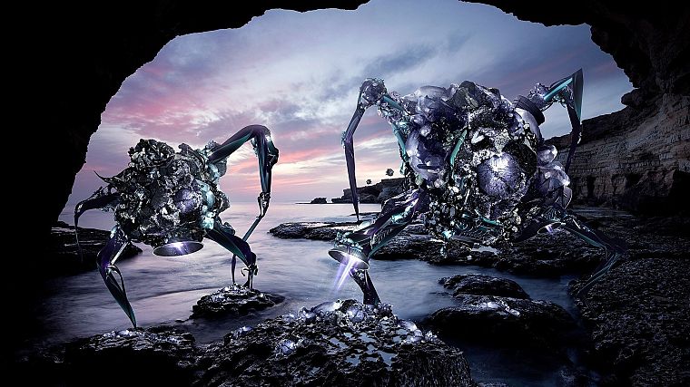 robots, Justin Maller, skyscapes - desktop wallpaper