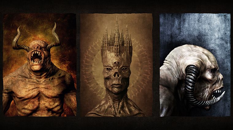 demons, horns, artwork - desktop wallpaper