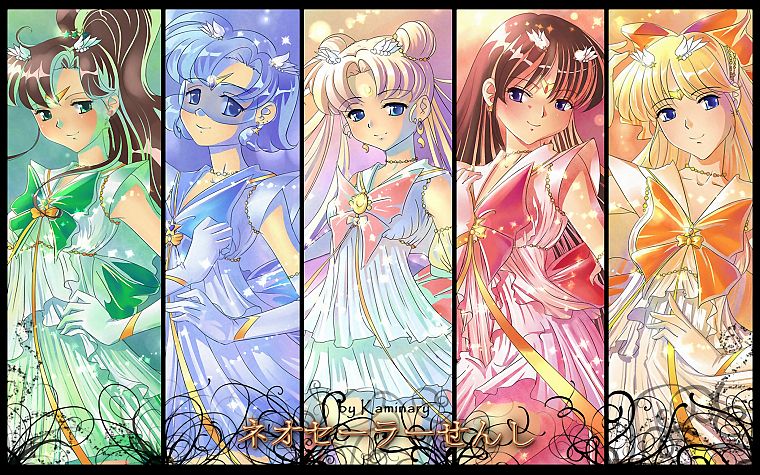 Sailor Moon, Sailor Venus, Sailor Mars, Sailor Mercury, Sailor Jupiter, sailor uniforms, Bishoujo Senshi Sailor Moon - desktop wallpaper
