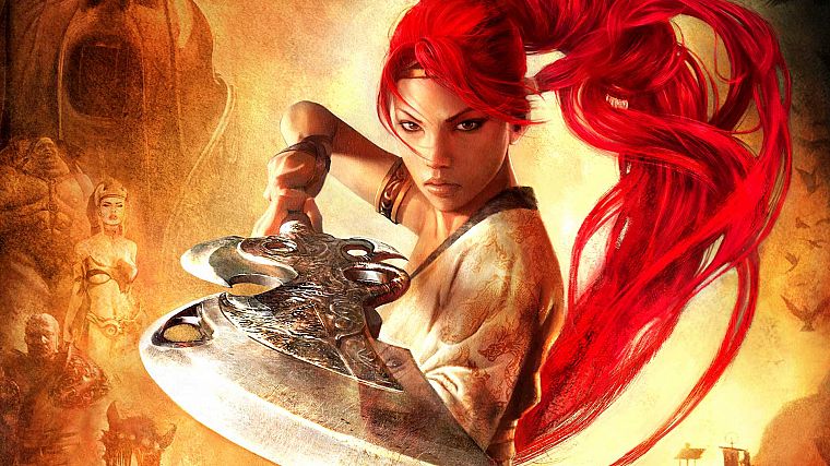 women, video games, redheads, Heavenly Sword, fantasy art, Nariko, swords - desktop wallpaper
