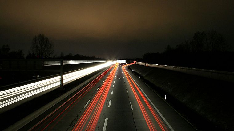 night, traffic, highways, roads, long exposure - desktop wallpaper