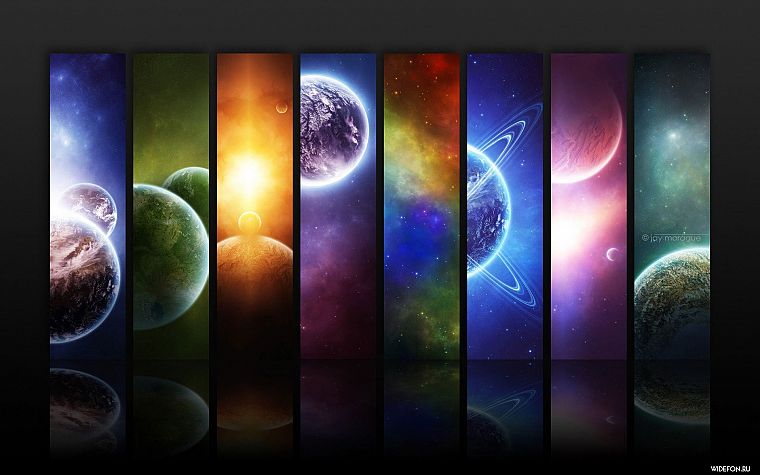 outer space, multicolor, stars, planets, artwork - desktop wallpaper