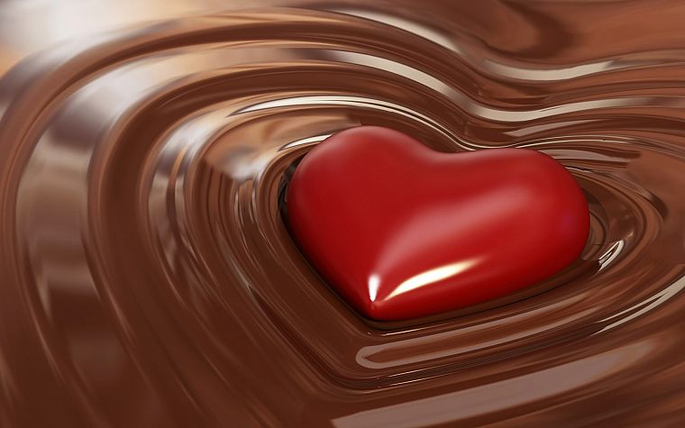 chocolate, food, sweets (candies), hearts - desktop wallpaper