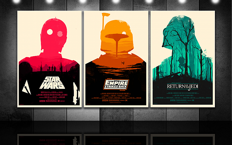 Star Wars, Darth Vader, Boba Fett, C-3PO, posters, Star Wars: The Empire Strikes Back - desktop wallpaper