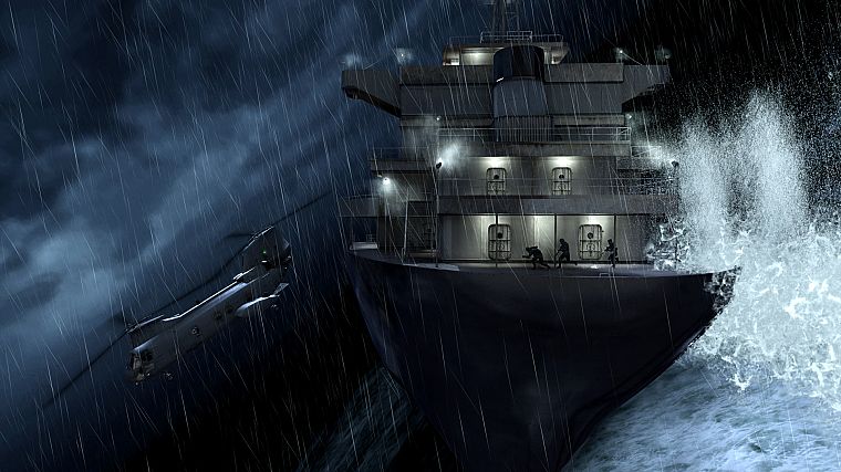 rain, helicopters, storm, Call of Duty, ships, vehicles, Call Of Duty 4: Modern Warfare - desktop wallpaper