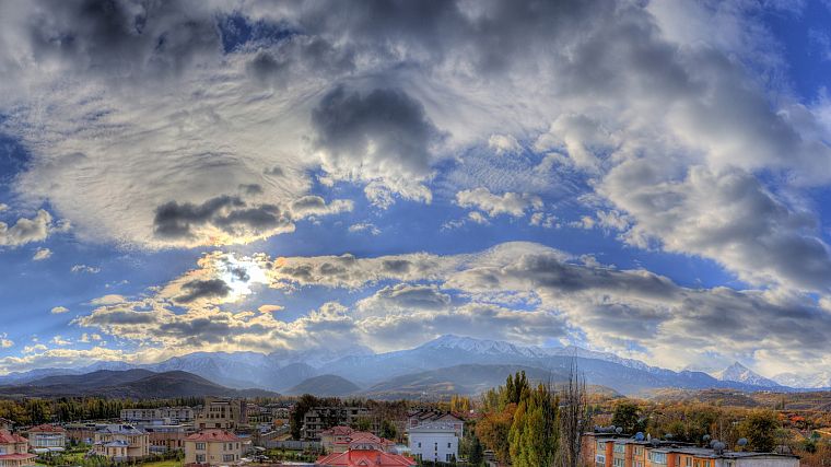 clouds, villages, HDR photography, skyscapes - desktop wallpaper
