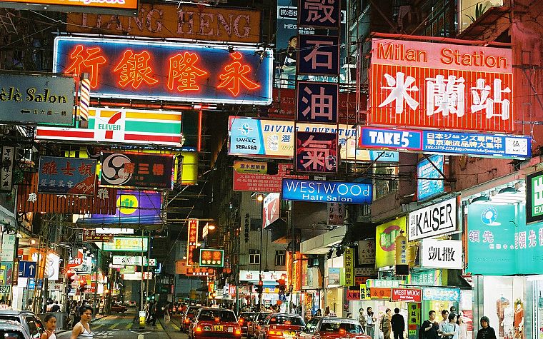 streets, signs, Hong Kong, HK - desktop wallpaper