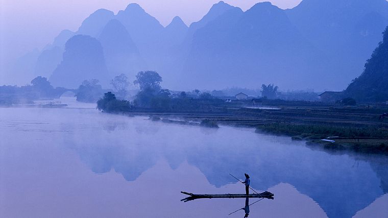dawn, China, rivers - desktop wallpaper