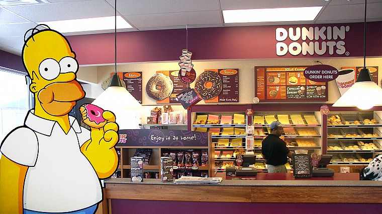 Homer Simpson, donuts, The Simpsons, Dunkin' Donuts - desktop wallpaper