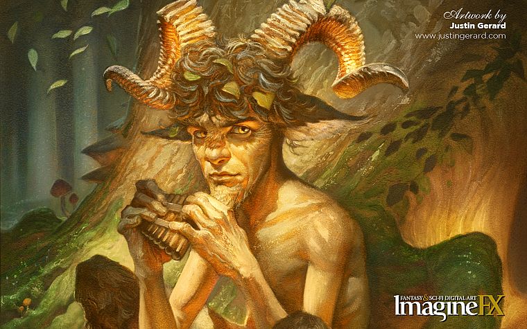 leaves, horns, fantasy art, instruments, imagine fx - desktop wallpaper
