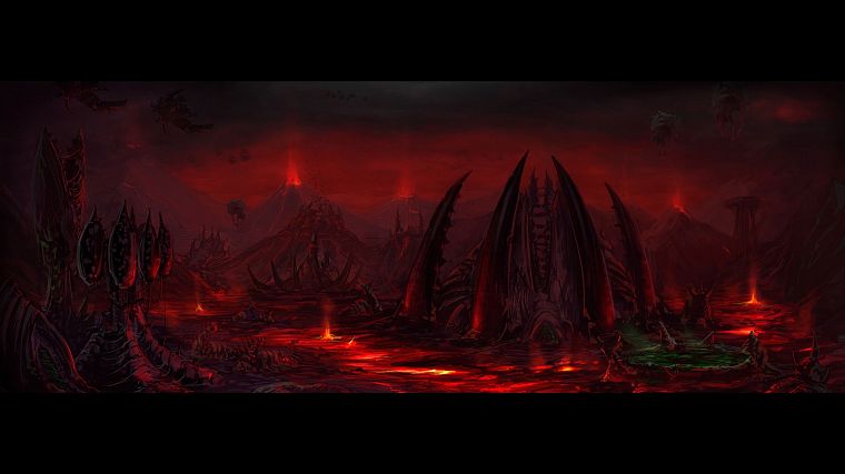 video games, StarCraft, lava, alien landscapes - desktop wallpaper