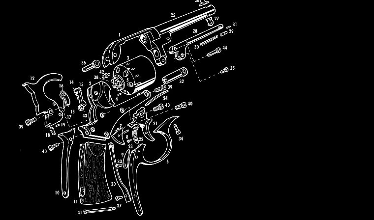 black and white, guns, guides, revolvers, weapons, charts - desktop wallpaper