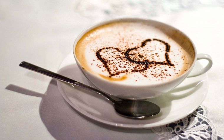 coffee, coffee cups, hearts - desktop wallpaper