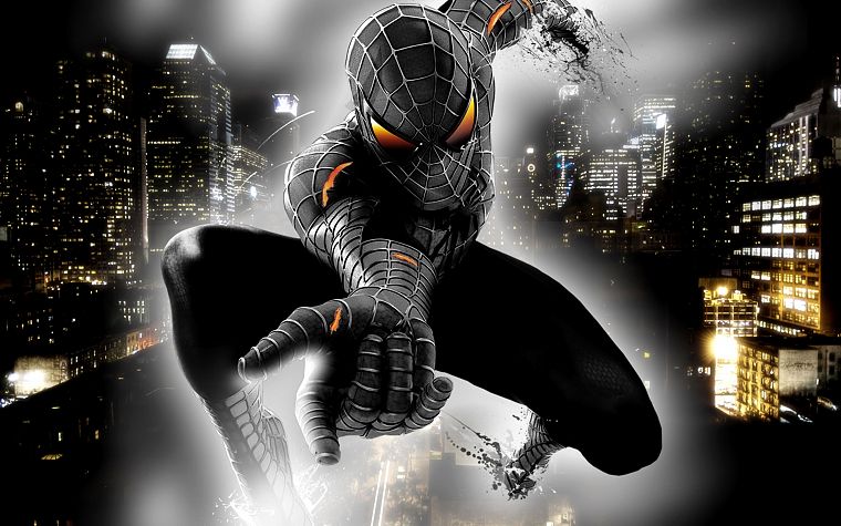 Spider-Man, selective coloring - desktop wallpaper