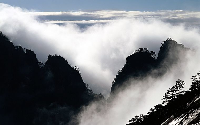 mountains, nature, fog - desktop wallpaper