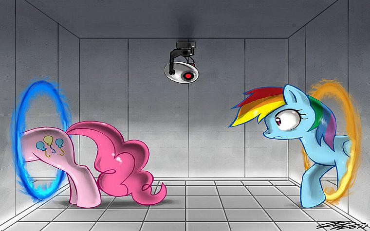 Portal, My Little Pony, Rainbow Dash, Pinkie Pie - desktop wallpaper