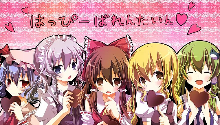 Touhou, maids, Izayoi Sakuya, vampires, Miko, Kirisame Marisa, Hakurei Reimu, Kochiya Sanae, Remilia Scarlet, detached sleeves - desktop wallpaper