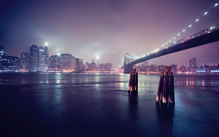 cityscapes, bridges, buildings, Brooklyn Bridge, New York City, Manhattan, East River - desktop wallpaper