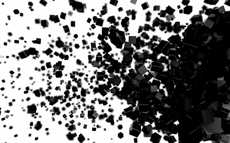 abstract, black, white, cubes, digital art - desktop wallpaper