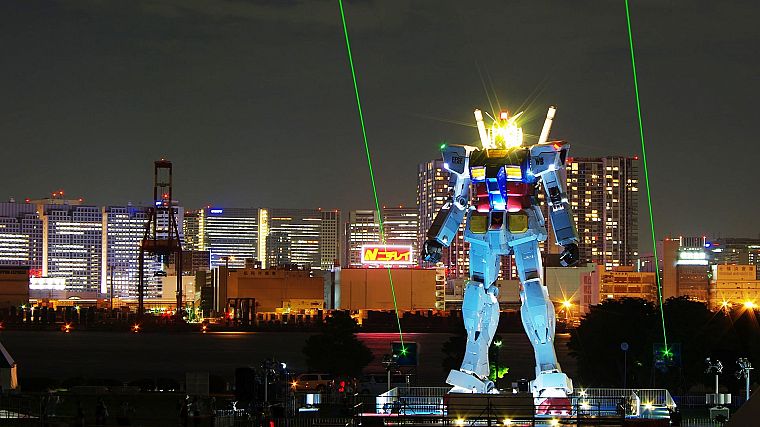 Tokyo, Gundam, night - desktop wallpaper