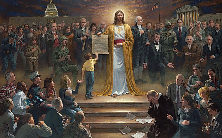 USA, Jesus Christ, John F. Kennedy, Benjamin Franklin, Lincoln, Washington, Jesus, McNaughton - desktop wallpaper