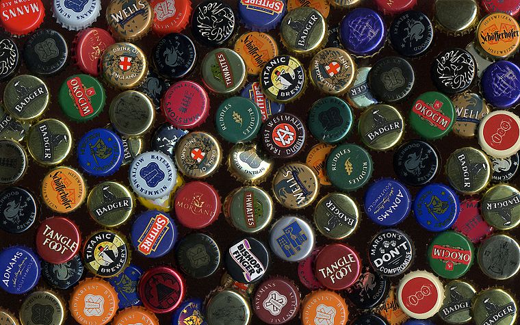 beers, bottle caps, caps - desktop wallpaper