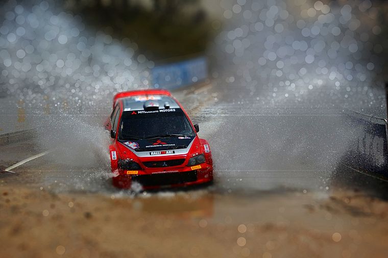 rally, macro, Mitsubishi Lancer - desktop wallpaper