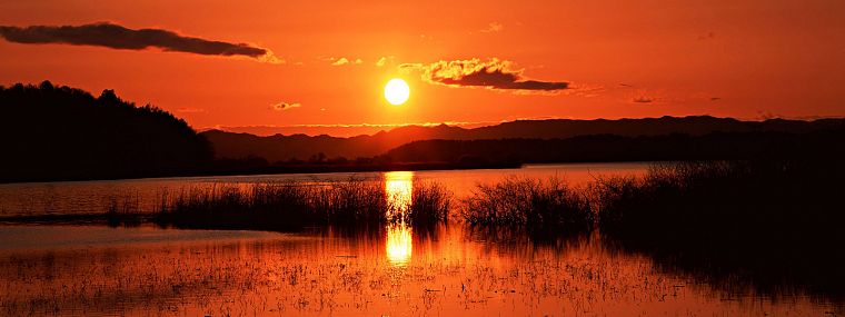 water, sunset, nature, horizon, lakes - desktop wallpaper
