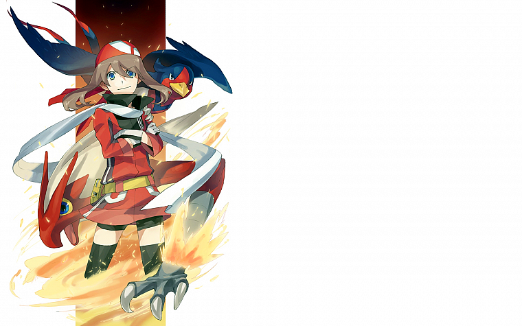 Pokemon, Blaziken, May (Pokemon), simple background - desktop wallpaper