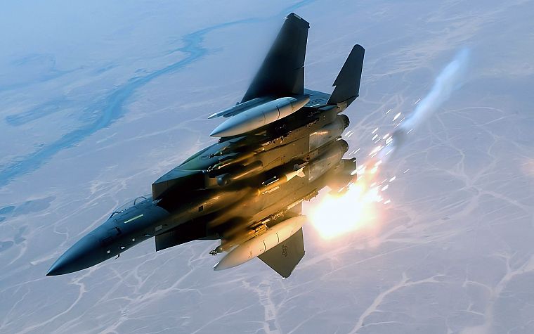aircraft, military, vehicles, flares, F-15 Eagle - desktop wallpaper
