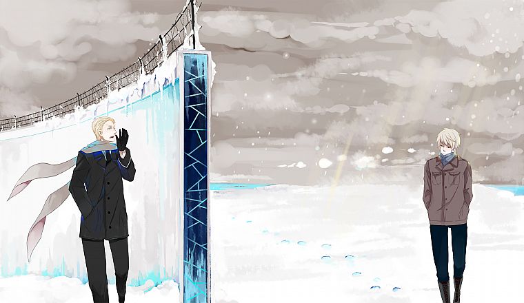 winter, snow, Germany, anime, Prussia, Axis Powers Hetalia, Berlin Wall - desktop wallpaper