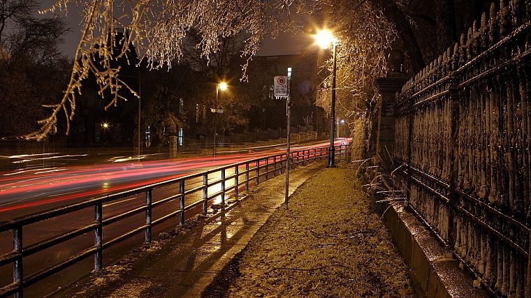 night, paths, lanterns, roads, street - desktop wallpaper