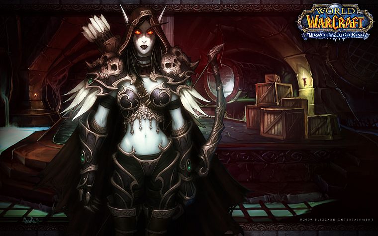 women, World of Warcraft, armor, elves, sylvanas, artwork, arrows, World of Warcraft: Wrath of the Lich King, bow (weapon) - desktop wallpaper