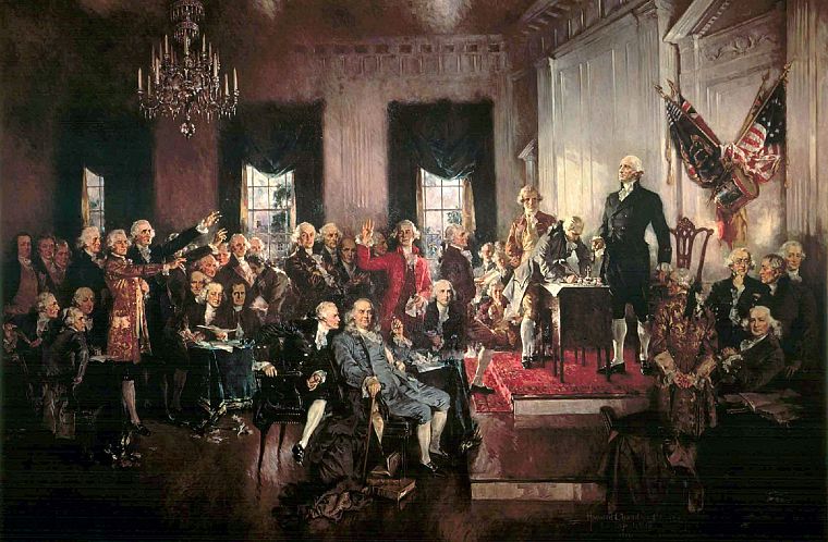 paintings, USA, artwork, George Washington, Benjamin Franklin, constitution, Signing - desktop wallpaper