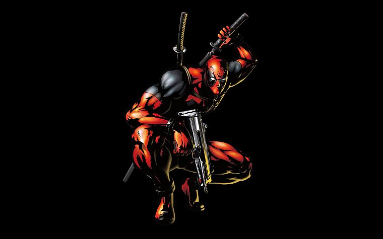 black, comics, Deadpool Wade Wilson, artwork, Marvel Comics, black background - desktop wallpaper