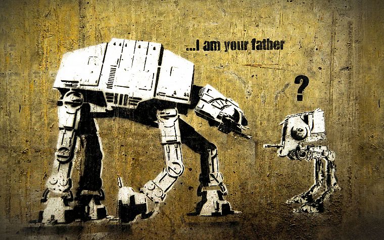 Star Wars, funny, Banksy, AT-AT, street art, AT-ST, I am your Father - desktop wallpaper