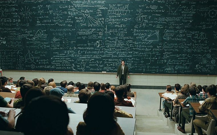 geek, nerd, school, classroom, physics, college, teachers, quantum physics, chalkboards, equation, A Serious Man, professor - desktop wallpaper