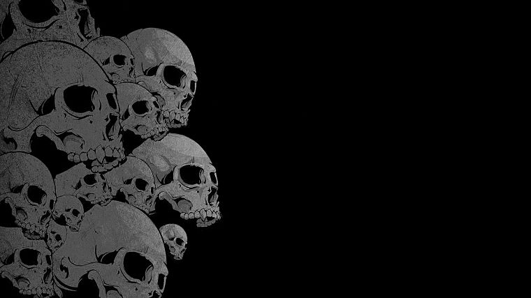 skulls, black background - desktop wallpaper