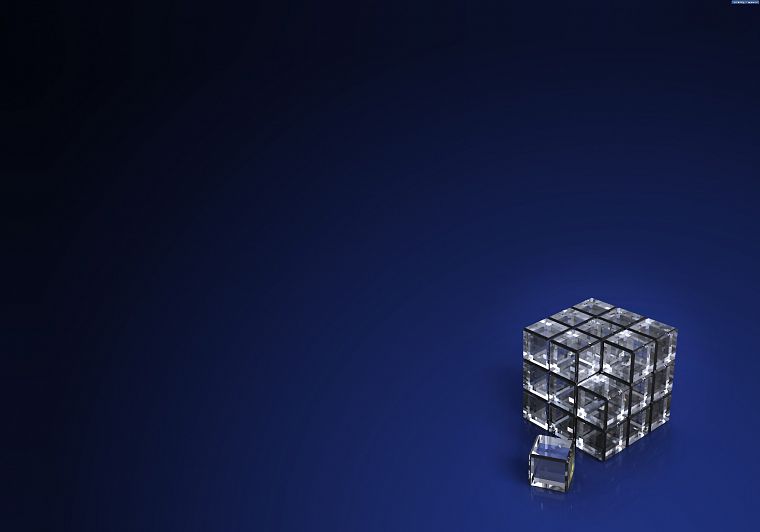 3D view, glass, crystals, Rubiks Cube - desktop wallpaper