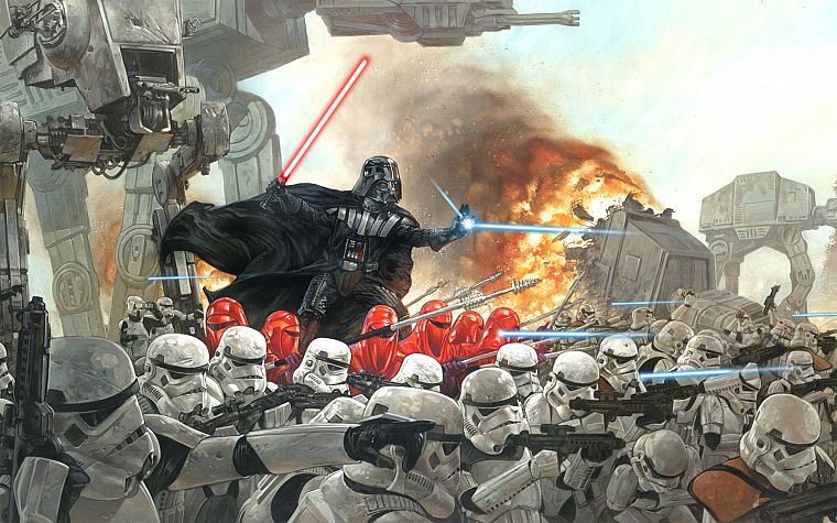Star Wars, stormtroopers, Darth Vader - desktop wallpaper