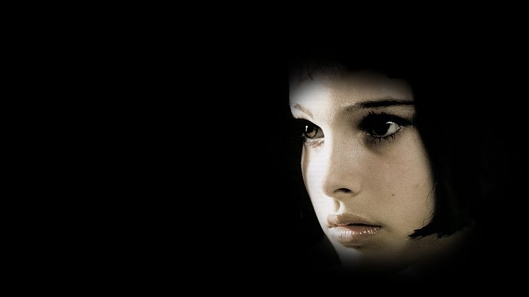 women, actress, Natalie Portman, Leon The Professional, Mathilda, faces, black background - desktop wallpaper