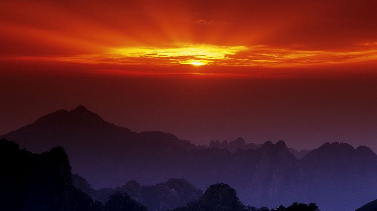 sunset, China - desktop wallpaper